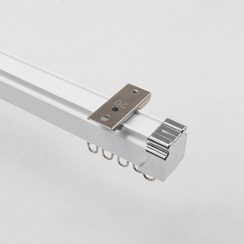 加厚铝合金窗帘轨道杆纳米静音双轨单轨滑轨滑轮导轨顶装侧装配件