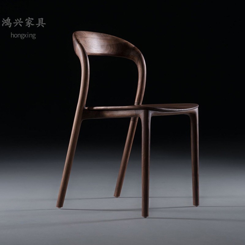 北美黑胡桃e木餐椅简约现代餐桌椅组合书桌椅意式靠背北欧餐椅实