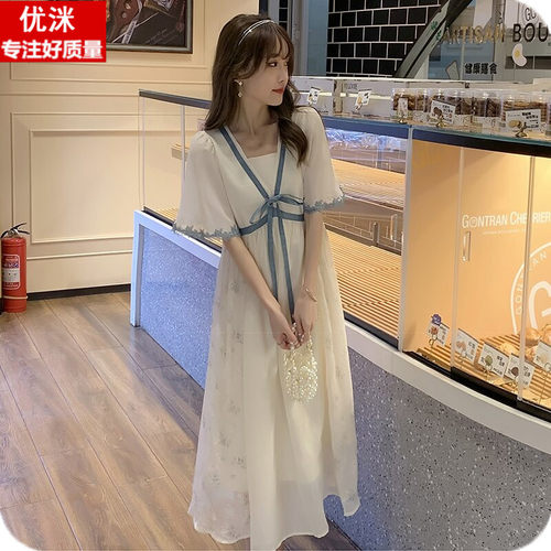 大童女夏装连衣裙12岁胖女孩宽松超仙公主裙子15初中学生甜美可爱