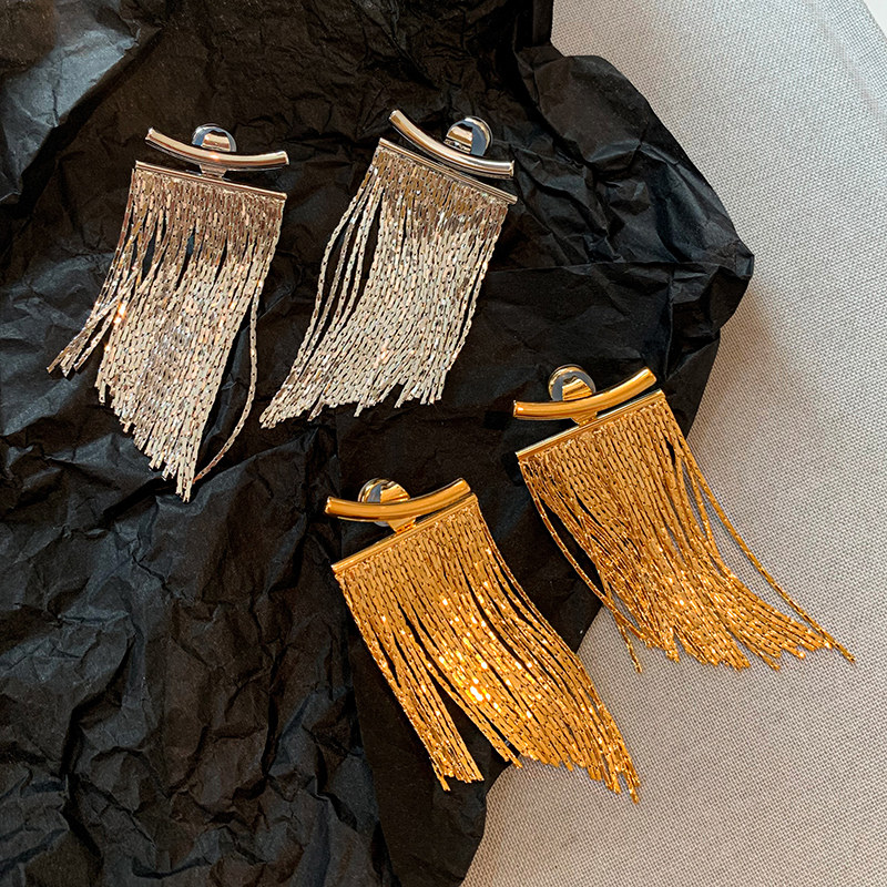 微笑瀑布长款流苏耳环女显脸小轻奢小众高级感独特秋冬季耳钉耳饰