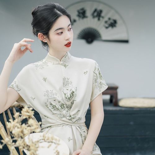 新式旗袍年轻g款气质女夏中国风女装国风日常可穿改良新中式连衣