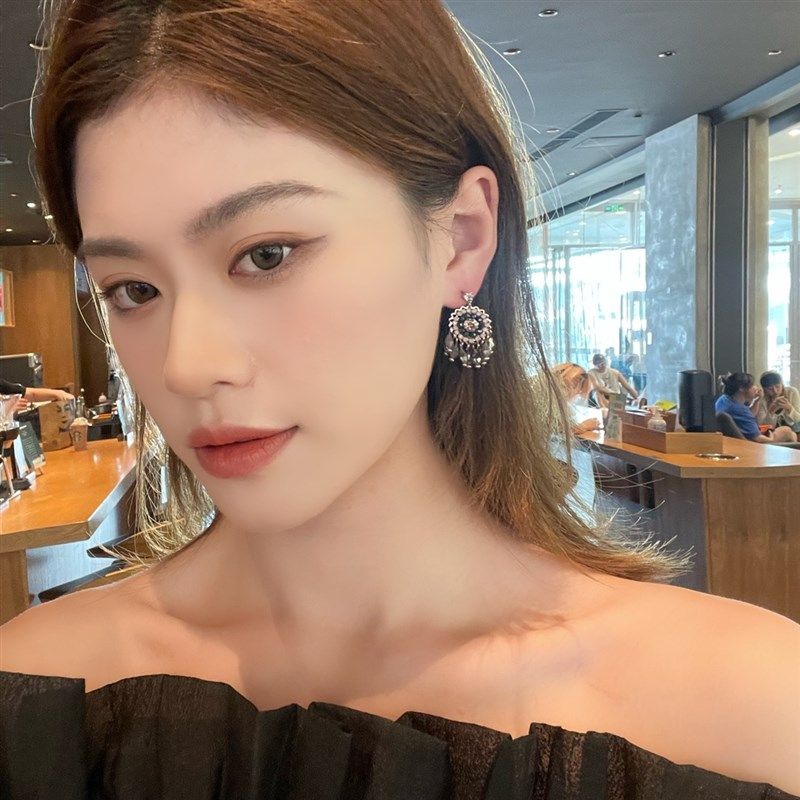 韩国重工轻奢花朵流苏民族风耳环耳坠2022年新款精致百搭气质耳饰