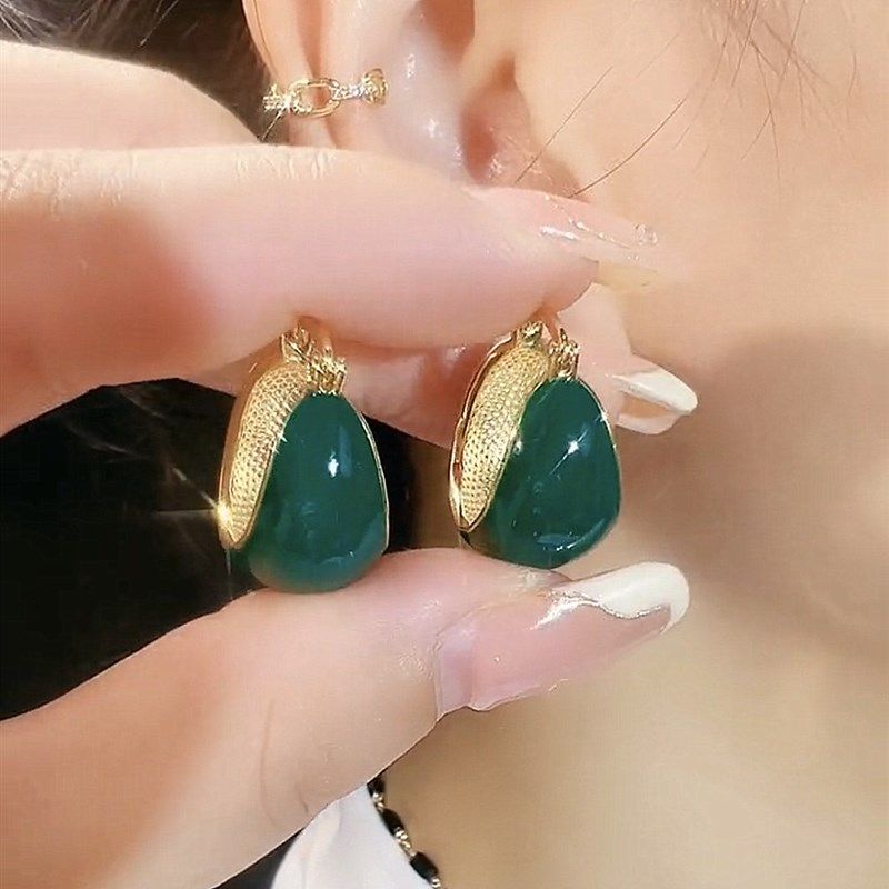 耳扣式复古港风滴油耳环2023新款潮小众设计感高级独特轻奢耳饰女