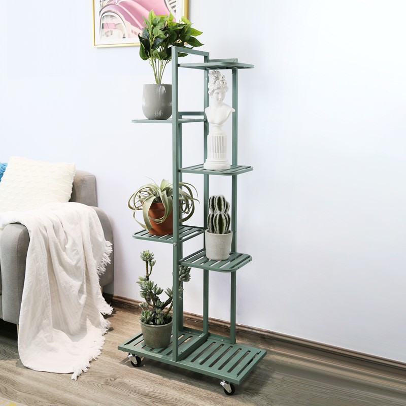 花架子室内阳台绿萝多层落地带轮铁艺花架客厅花盆置物架简约现代