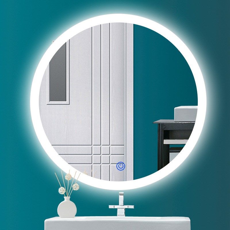 智能浴室镜圆形洗手间化妆镜子yLED带灯人体感应除雾触摸屏蓝牙