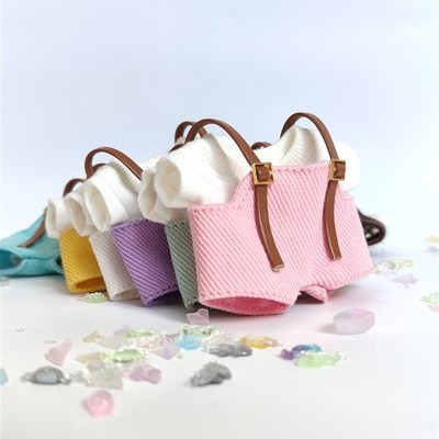 现货10cm娃衣12cm8cm棉花z娃娃衣服可爱无属性T恤背带裤套装玩偶