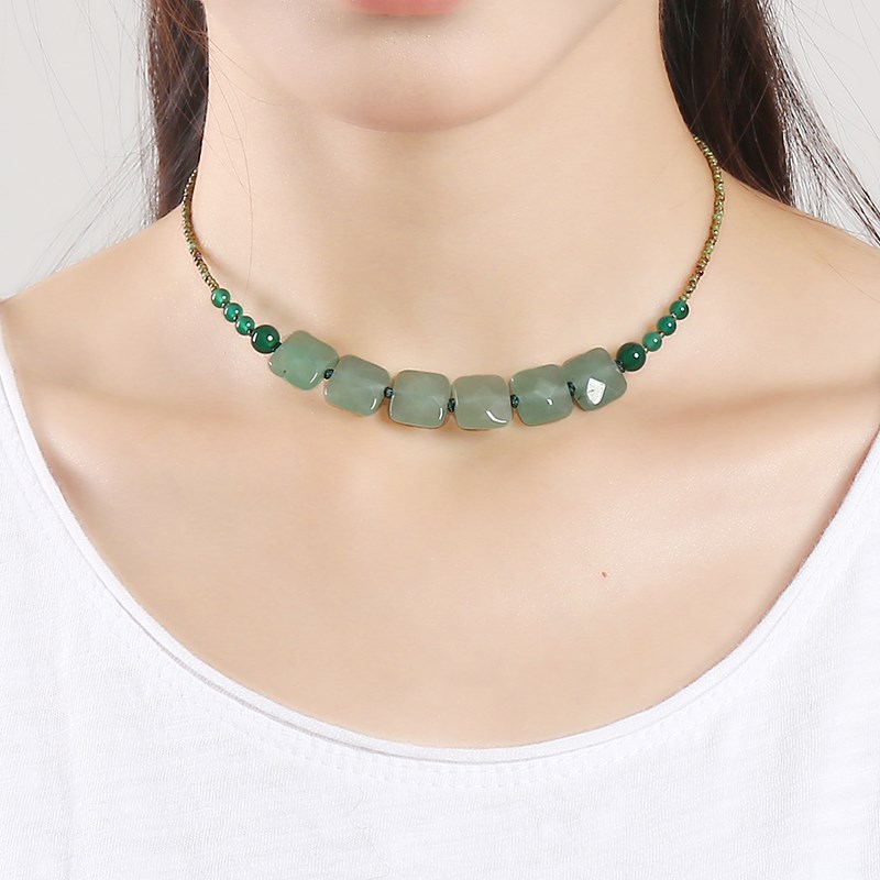 天然东陵玉锁骨链女遮颈部疤痕项链甲状腺术后遮挡项链脖子装饰品