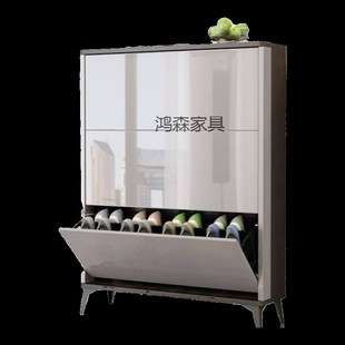 柜家用门口简约现V代玄关柜带衣 超薄翻斗鞋