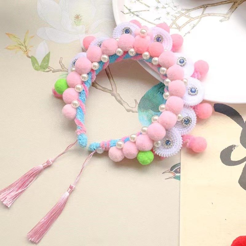 国风京剧戏曲发箍头饰扭扭棒毛球儿童喜庆拜年活动发饰DIY材料包