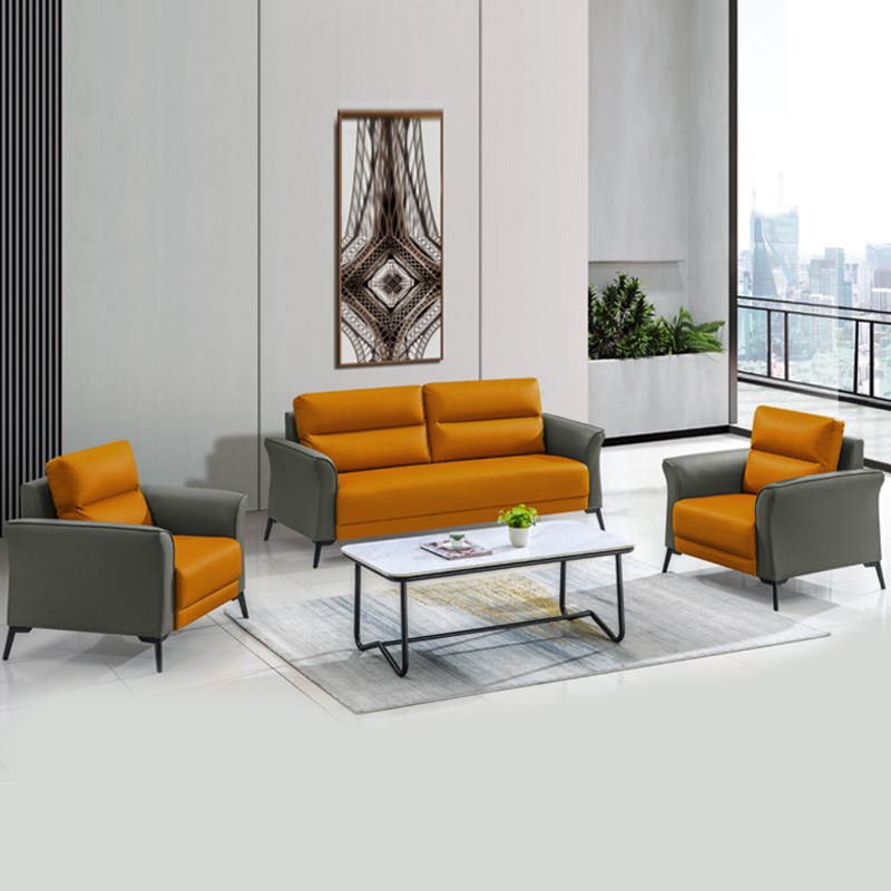 办公沙发简约现代商务会客沙发接待休闲三人座办公室沙发茶几组合