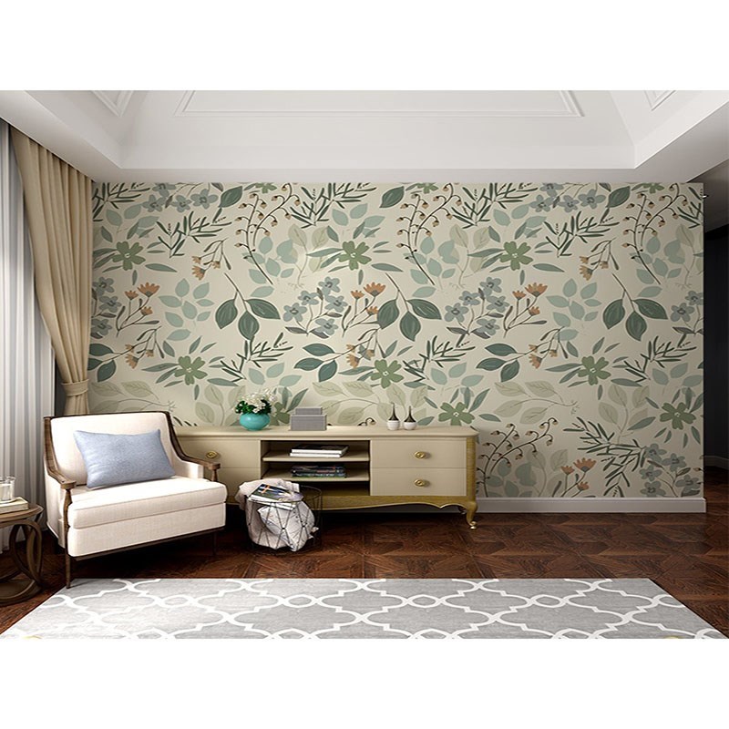 美式田园风花朵壁布沙发简约墙布电视背景M墙墙纸法式卧室床头壁