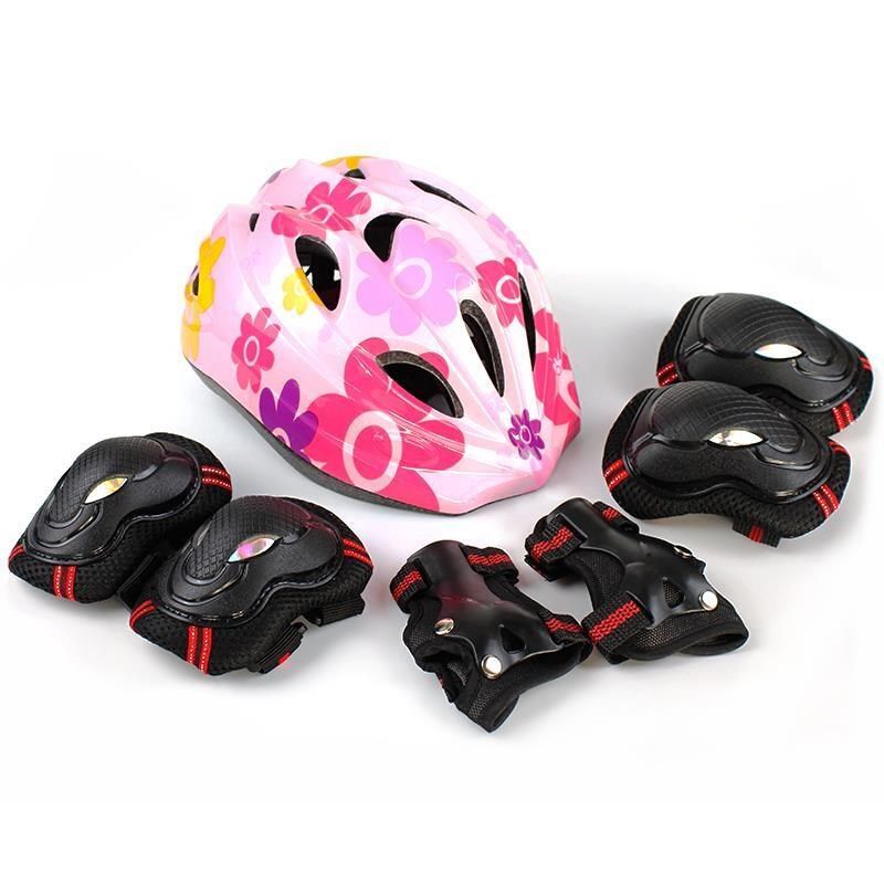 。儿童轮滑头盔护具套男女成人滑板旱冰溜装冰护全膝自行车滑冰帽