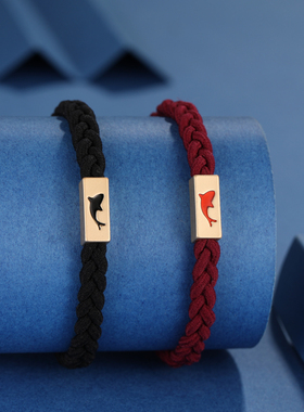 定制刻字情侣款手链一对红绳编织学生礼物小皮筋送给男朋友带手腕