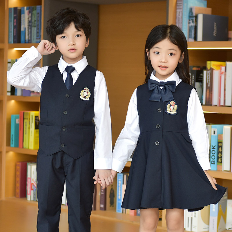 西装连衣裙校服套装马甲夏装英伦学院风春秋小学生班服幼儿园园服