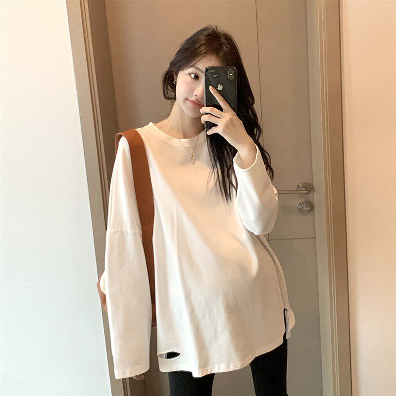 自留推荐~孕妇T恤春秋季t欧货韩版宽松百搭长袖内搭宽松潮妈上衣
