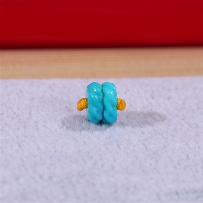 绿松石隔珠天然原矿高瓷配珠 湖北松无优化单珠腰珠旋螺纹隔片7mm