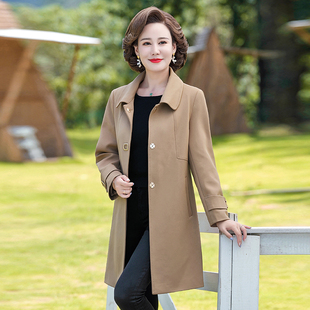 中老年人春秋外套女中长版大尺码时尚风衣2023新款中年妈妈秋装大