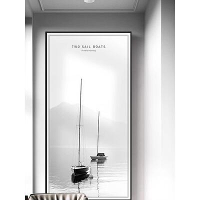 博洲黑白装饰画现代简约风帆入口走廊过道挂画Normcore风帆壁画