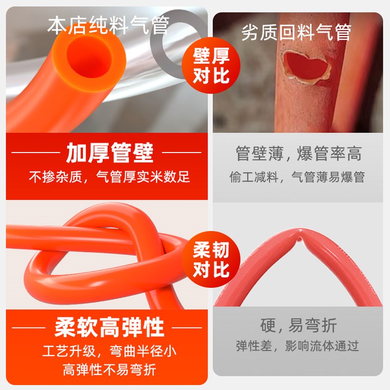 PU气管软管空压机气动压缩机高压管8mm透明管子防冻Q打气泵10/12m