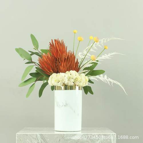 样板房现代简约假花仿真花摆设客厅装饰摆件洽谈桌面绿植花艺摆件