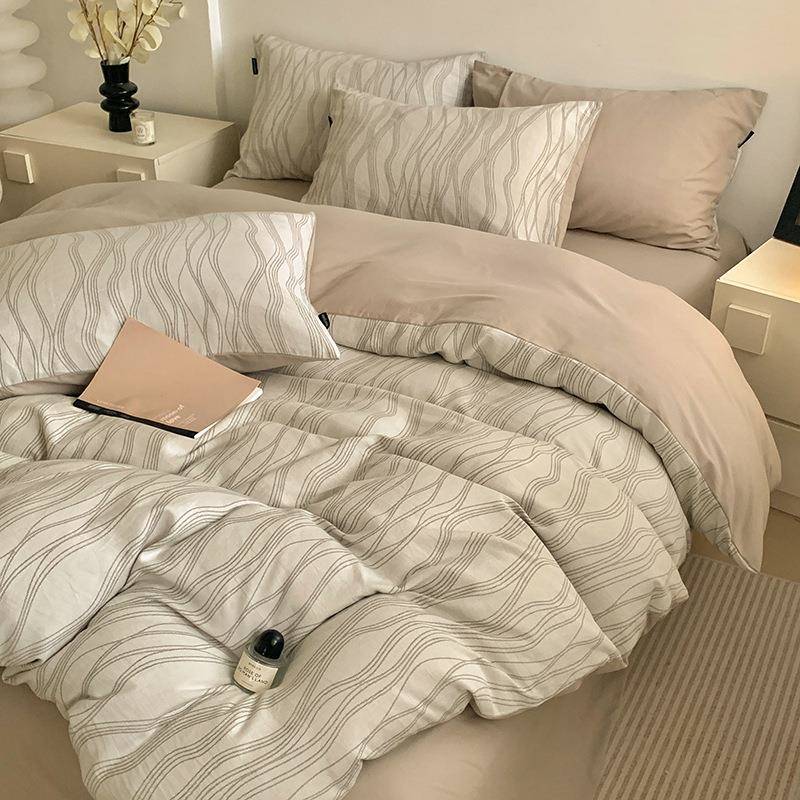 纯棉磨毛提花床上四件套轻奢全棉秋冬季床单被套床笠款三件套床品