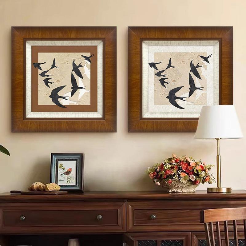 《飞燕》中古风客厅装饰画轻法式抽象艺术餐厅挂画美拉德复古壁画