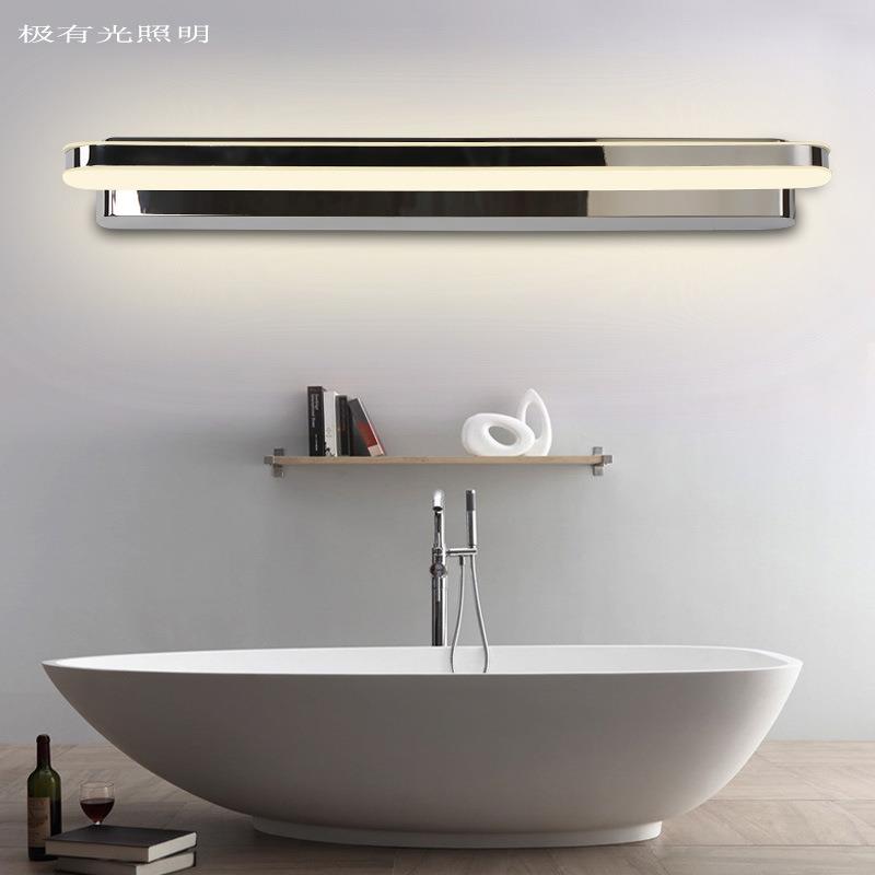 led镜前灯现代简约亚克力不锈钢壁灯化妆镜浴室洗手台防水雾灯具