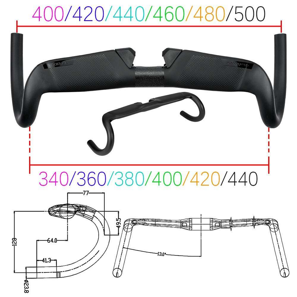 BALUGOE瓜车碳纤维13度公路自行车车把手弯把全内走线死飞场地车