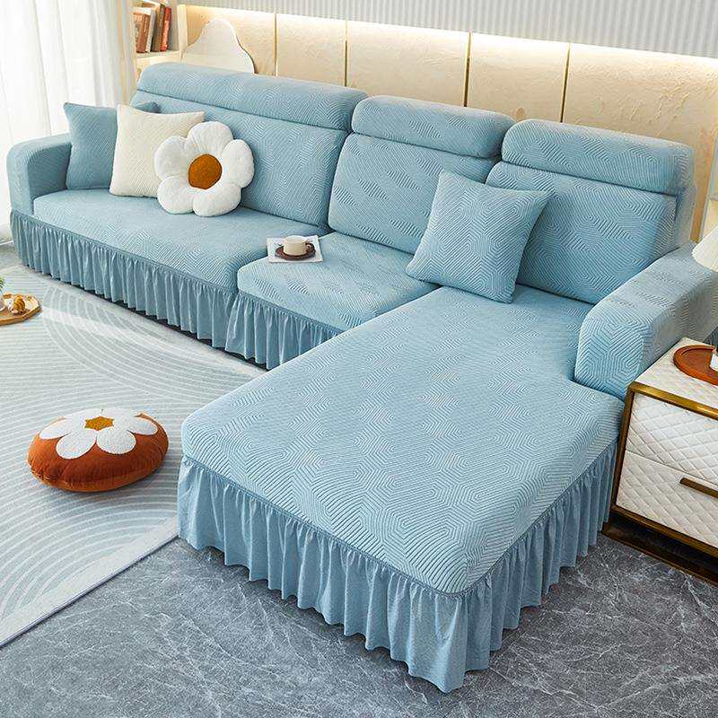 裙边沙发套罩全包弹力三座贵妃一体式四季通用型老式客厅续找