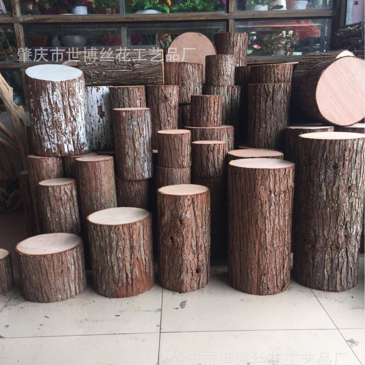 仿真木桩空心树桩茶几桌摄影婚庆用品杉皮木墩摆件家居装饰真