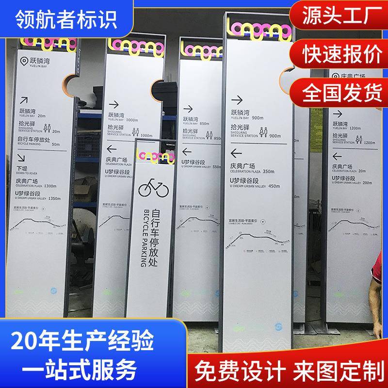 景区指引牌不锈钢烤漆导向牌学校商场落地导视方向牌户外广告牌