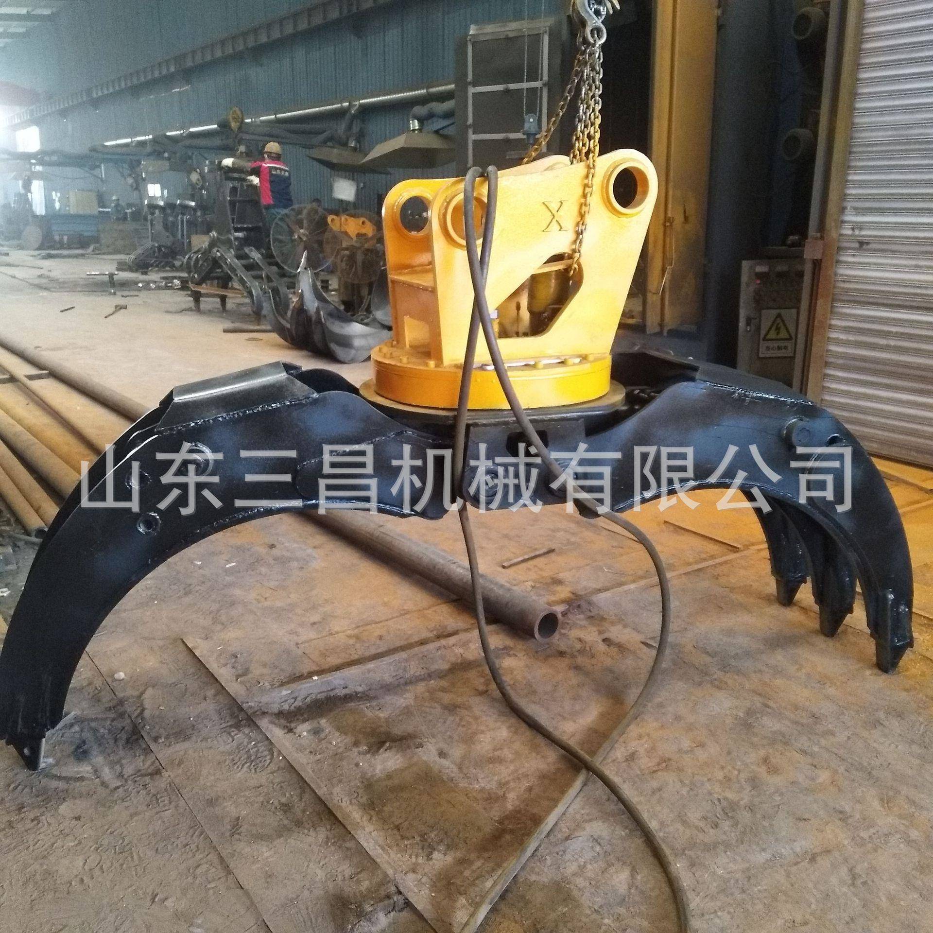 山东2+3机械夹铁器挖机套壁式抓木器图片前段属具钩机爪子