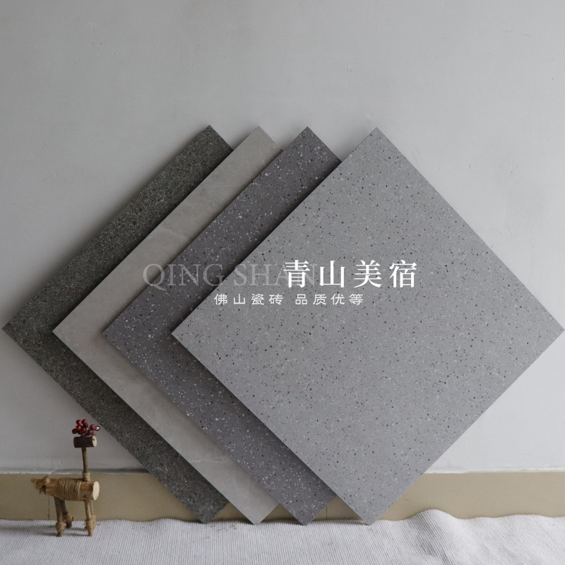 通体干颗粒面水磨石地砖超耐磨瓷砖600X600哑光灰色卫生间仿古砖