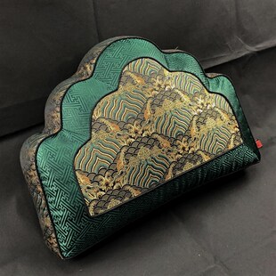 中式传统罗汉床宝座靠背宫廷绸缎腰枕山形云枕元宝扇形加大后靠垫