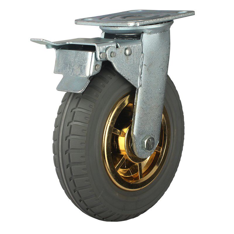 8寸重型刹车橡胶万向轮轮子脚轮工业手推车轮子车轱辘平板车轮子