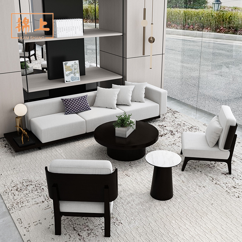 新中式售楼处部洽谈沙发酒店会所大堂接待休闲卡座样板房家具定制