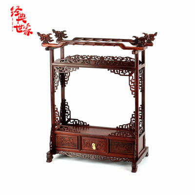 老红木雕刻龙头红酸枝笔架毛笔挂 实木质笔挂毛笔架展架书法用品