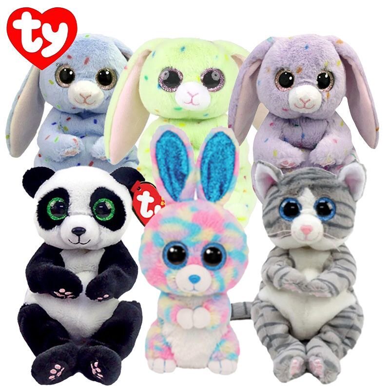 美国Ty可爱猫咪玩偶公仔小猫毛绒玩具女孩可爱陪睡布娃娃生日礼物