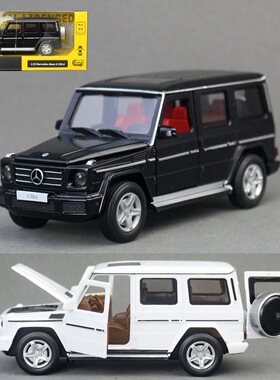 CCA彩珀1:32奔驰G350d越野车玩具合金车模回力开门声光玩具88436