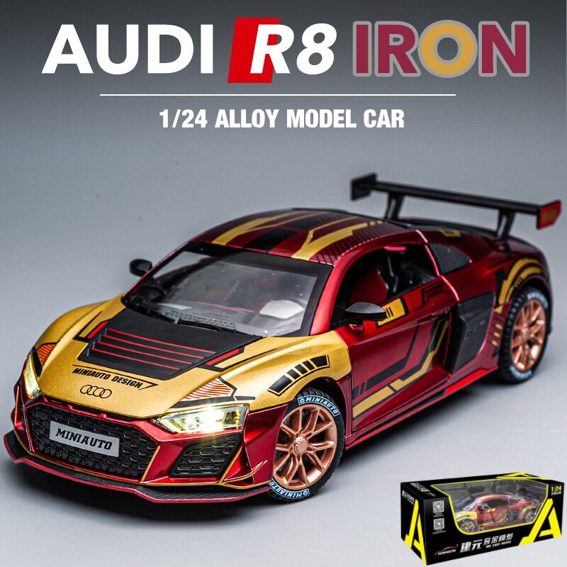 建元合金汽车1:24奥迪R8钢合金车/玩具仿真车/