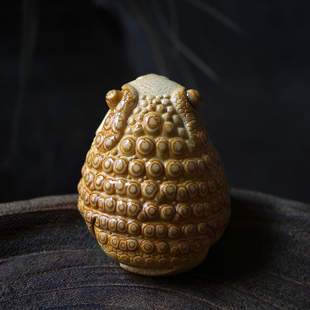 卢环老师纯手工招财满钉金蟾竹根雕刻手把件老料满钉文玩茶宠摆件