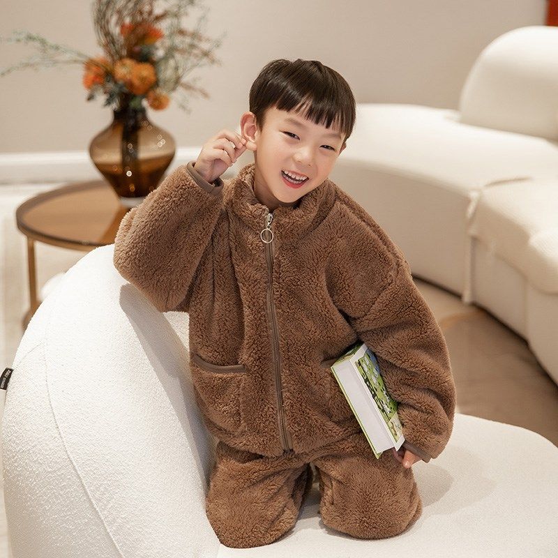 儿童珊瑚绒套装睡衣男女童秋冬新款法兰绒加绒保暖小童外穿两件套,童装/婴儿装/亲子装,套装,淘宝优惠券,粉丝福利购,淘宝优惠卷