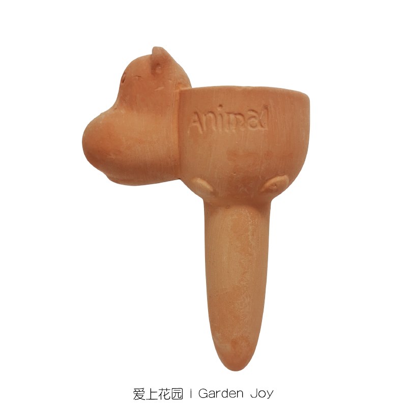 爱上花园花园露台 细质红陶卡通小猪河马 自动浇水神器 滴水器