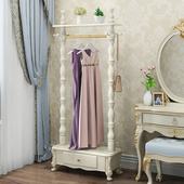 卧室挂衣架落地衣架欧式 实木客厅抽屉置物架衣服架收纳神器衣帽架