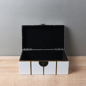 新中式 饰品储物盒样板间桌面首饰盒收纳摆件卧室梳妆台 方格形软装