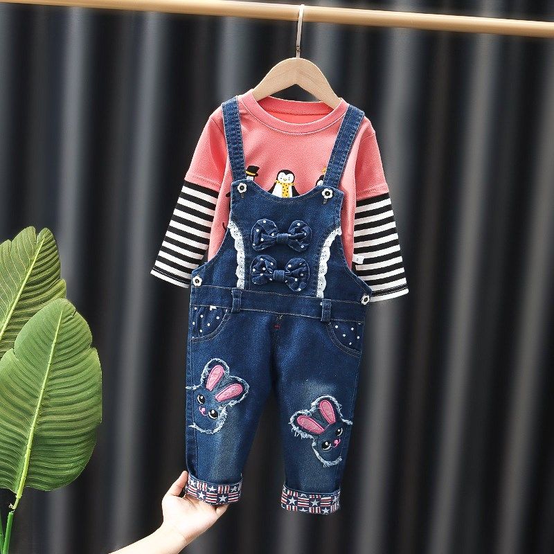 春秋新款儿童背带裤牛仔裤子女童宝宝连体背带套装T恤长单裤子,童装/婴儿装/亲子装,裤子,淘宝优惠券,粉丝福利购,淘宝优惠卷