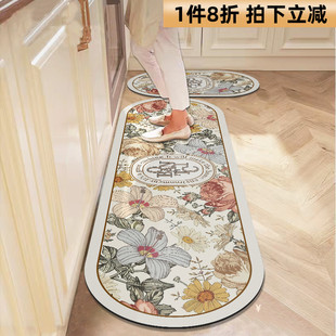 美式风格椭圆厨房专用防油地垫 可擦免洗耐脏防水防滑脚垫pvc地毯