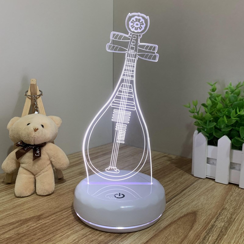创意礼品夜光琵琶台灯USB小夜灯3d卧室LED床头灯情人节生日礼物