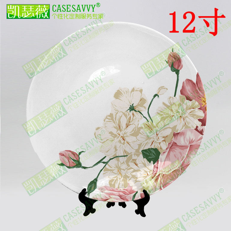 12英寸手绘风格版画装饰盘子墙面挂盘壁饰田园陶瓷盘艺术坐盘摆件