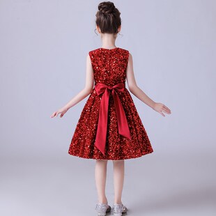 少儿元旦六一主持人女童钢琴演奏公主裙合唱团体表演出晚礼服亮片